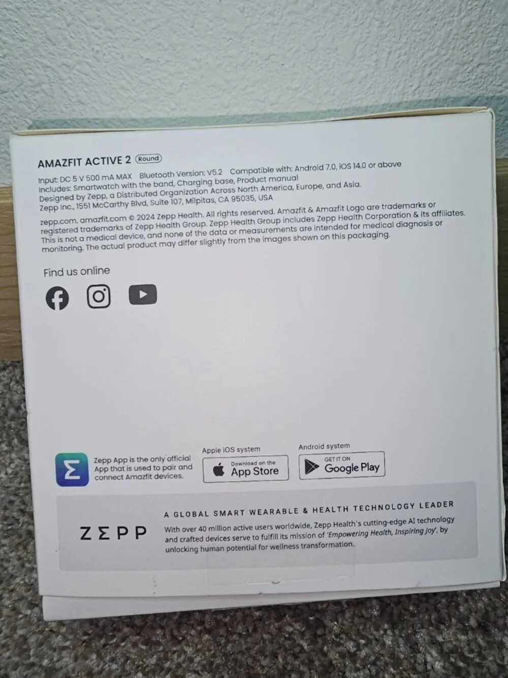 Amazfit Active 2 Round Smartwatch - Black Leather